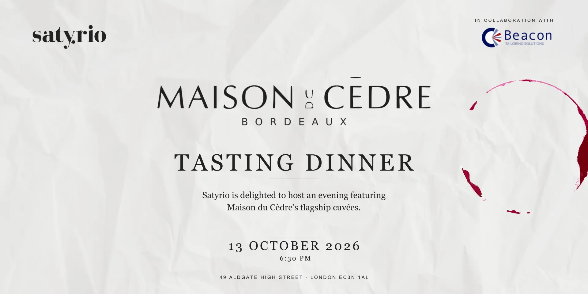 Satyrio × Maison du Cèdre