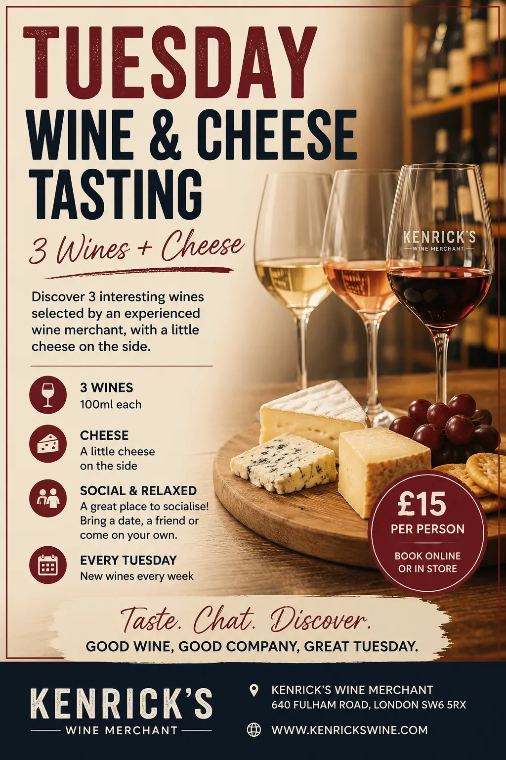 Tuesday Wine & Cheese Tasting